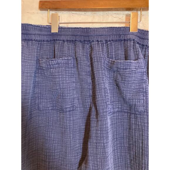 Wonderly Gauze Lounge Pants Womens 2X Navy Elastic Waist Pull On Frayed Hem Plus - Picture 6 of 16
